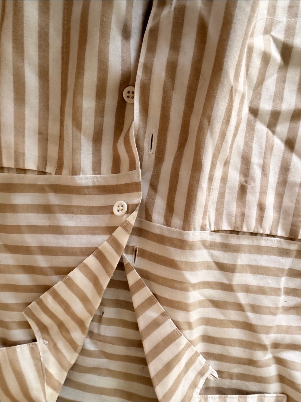 Cream and Beige Striped Vintage Blouse